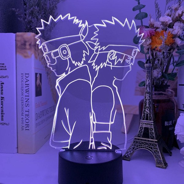 Japanska Anime Figur Itachi Uchiha Kakashi Jiraiya Lampor 3D Optisk Illusion Nattljuslampa Present till LED Jul Födelsedag Sovrumsdekor Presenter tillbaka tillbaka