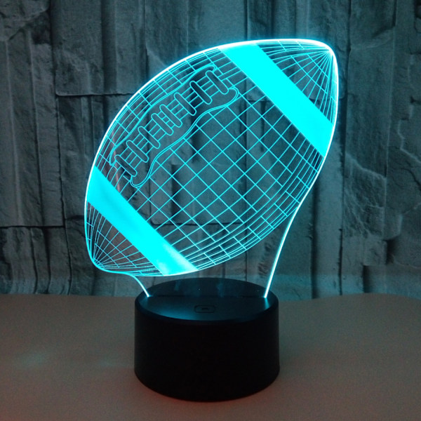 JUSTUP Fotboll 3D Nattlampa 3D Illusion Lamp för Pojkar 16 Färgförändrande Fjärrkontroll Fotboll Barnrum Dekor Lampor（Stil D）