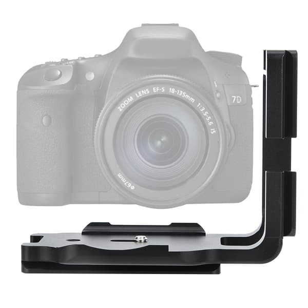 Aluminiumslegering Sort Quick Release L-plade Håndgreb Beslag til Canon 7D Kamera