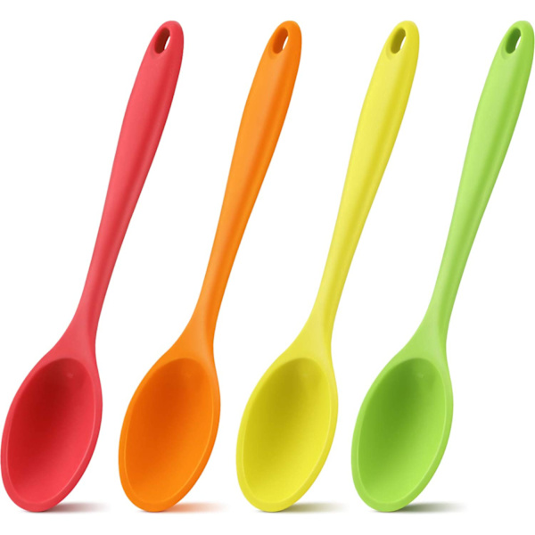 4 st silikonblandningsskedar värmebeständiga silikonskedar redskapssked non-stick serveringssked för blandning, bakning, servering och omrörning