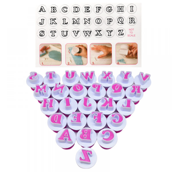 Huafa Stor bokstav og tall Fondant kakeform, kjeks stempel inntrykk, pregemaskin kutter, store bokstaver tallform