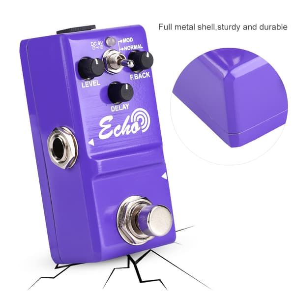 Mini Metal Shell Analog ECHO Guitar Effect Pedal med True Bypass Instrument Tilbehør