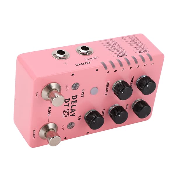 Stereo Delay Effekt Elektrisk Guitar Single Effector Support Opbevaring med 14 Effekter 100‑240VAU Stik