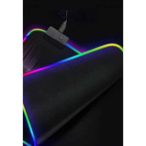 Gaming Mouse Pad, blød overdimensioneret glødende udvidet LED-musemåtte, berøringskontrol, skridsikker gummibase computertastatur musematte