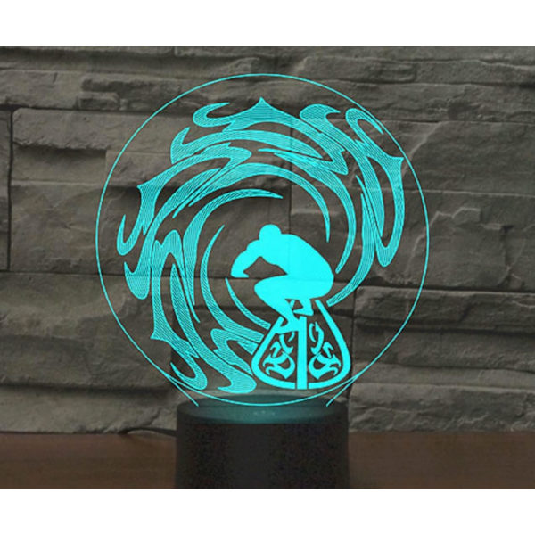 WJ 3D Surfing Fjernkontroll 16 Farger Nattlys Illusjon Akryl LED Bordlampe Sengelampe Barn Soverom Skrivebord Dekor Bursdagsgaver Leker for Barn
