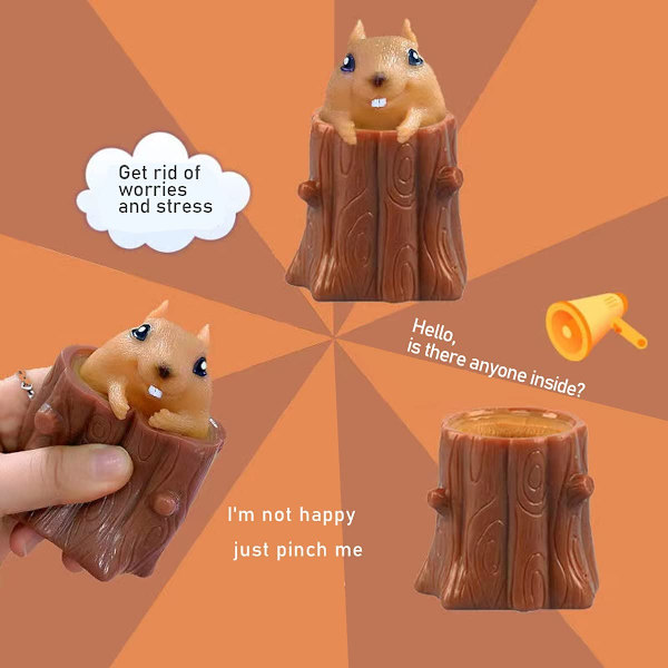 2 st koppar barns leksaker dekompressions träd stubbar gummi fidget leksaker ekorre leksaker stressavlastning för barn och vuxna ålder 3+ gåva vuxen dekompression