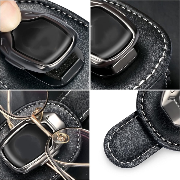 Passande för Benz Car Sunglasses Holder, Läder Glasögonhållare för  A C E S GLK CLA GLA GLC GLE CLS SLK AMG, Glasögonhållare för Bil Solskydd khaki