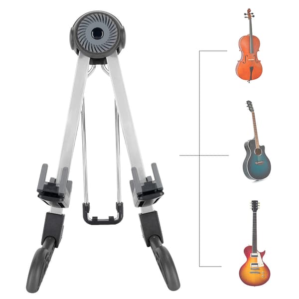 Foldbar A-formet guitarholder instrumentstativ til elektrisk guitar bas bærbar (sort)