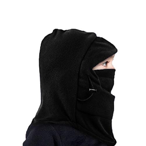 Barns skidmask - Vindtät och varm vintermössa med ullfoder, justerbar för både pojkar och flickor black