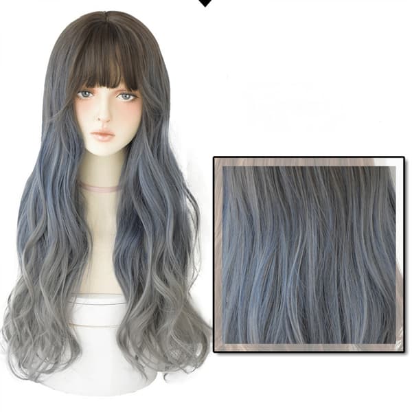 Kvinders Lange Krøllede Hår  Den Farvede Multicolor Gradient Kemiske Fiber Paryk