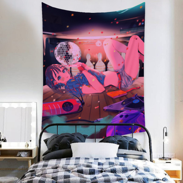 Wekity Anime Gobeläng Estetisk Konst Hembakgrund Tyg Dekor Present Boho Gobeläng för Vardagsrum Sovrumsdekor (614-22, 51 X 59 tum )