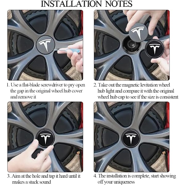 Lysende magnetisk levitasjon opplyst hjulnavdeksel navkapsler senterhetter for Tesla Model 3 Y S X