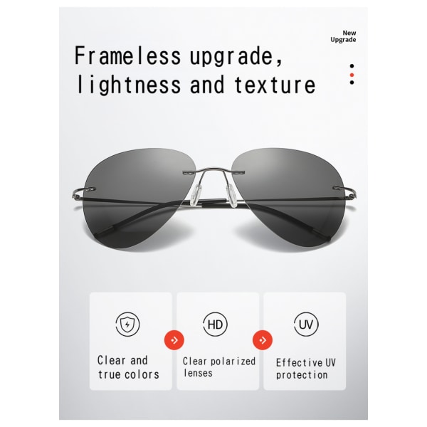 Solglasögon Ultralätt ramlösa hopfällbara Titanium Light Solglasögon Padda spegel för män körspegel polariserade solglasögon