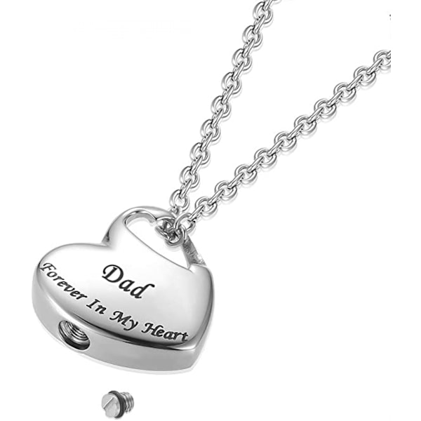 AVEKI Kremasjonsurne Halskjede for Aske Urne Smykker, Forever in My Heart Gravert Rustfritt Stål Keepsake Vanntett Minnesmerke Anheng for mamma og pappa med