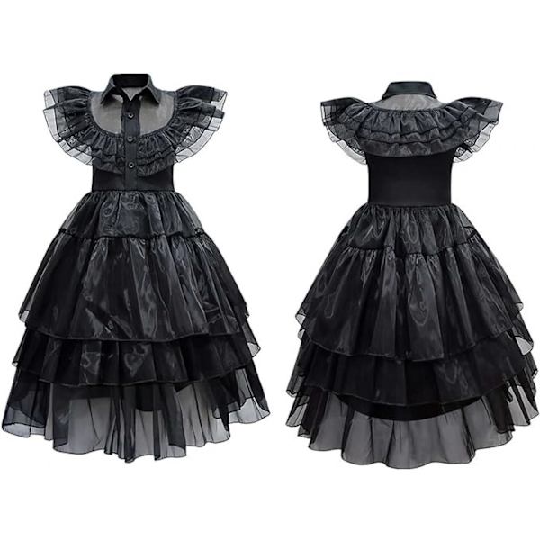 Wednesday Addams -asumekko lapsille, Addams Family Cosplay Halloween-pukeutumispuku (6-7 vuotta)