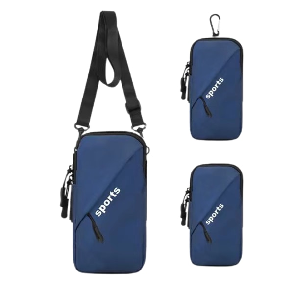 Telefonhållare, liten crossbody-väska med armrem för löpning, promenader, vandring och cykling 6,7 tums diagonal armväska med dubbel användning (mörkblå)
