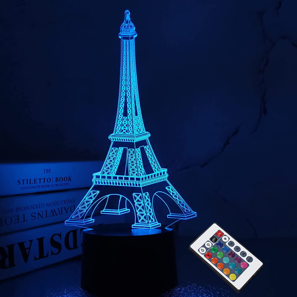 JUSTUP Tower Night Light 3D Illusion Lamp Visuell sovrumsdekoration LED-lampa med fjärrkontroll