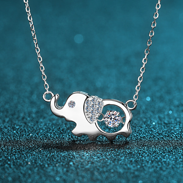 Zircon Elephant Pendant Halsband 5mm S925 Silver D Färg Ideal Cut Diamond Halsband för kvinnor