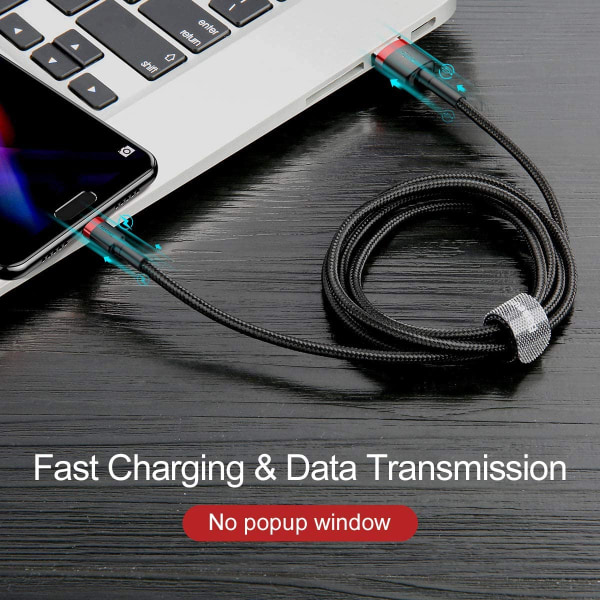 Type-C kaapeli USB Micro 2A lataus- ja datakaapeli 2m, Punainen, Musta