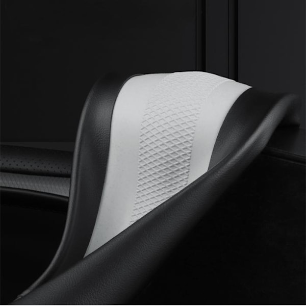 Passer til Tesla Model 3/Y/Model X/S rattdeksel - Tesla spesial rund (hvit linje) med logo - 36cm/1 pakke