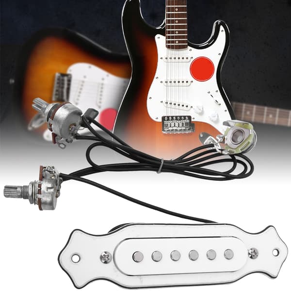 6 Strängar Pickup Krets ABS Hölje Ljudhål Magnetisk för Akustisk Elgitarr(Vit)