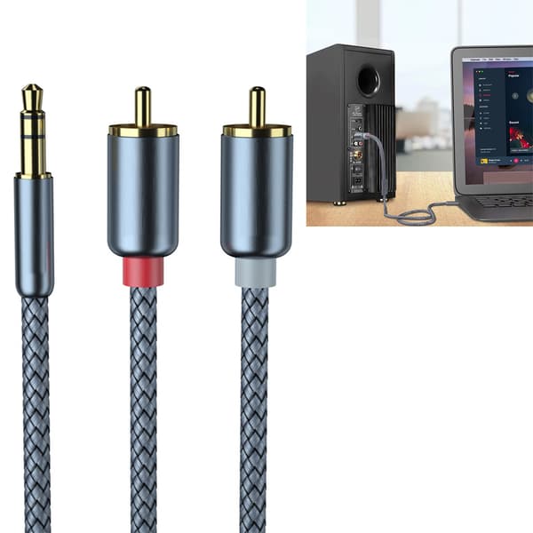 3,5 mm jack til 2 hann-grensesnittadapterkabel for RCA-lyd datamaskin telefonkonverterkabel 2 meter