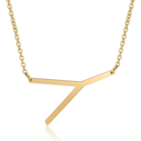 Halsband med sidled block initial bokstav för kvinnor --- Y