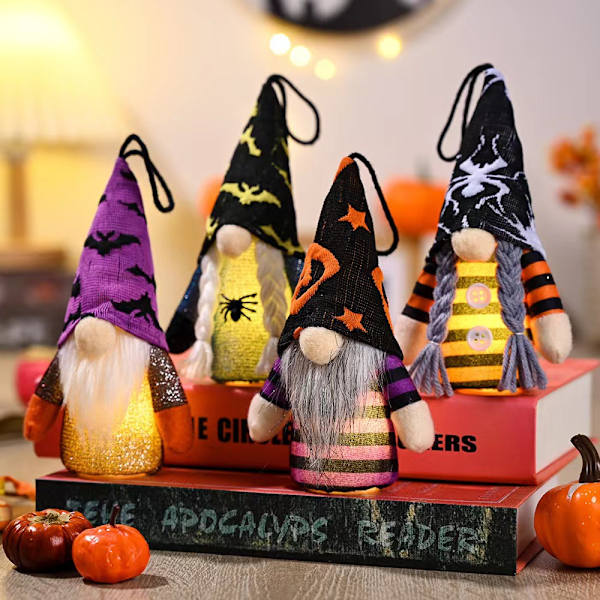 Halloween-dekorasjon kreativ spiss hatt dukke Rudolph-anheng lysende sjarm (D flaggermus svart hatt)