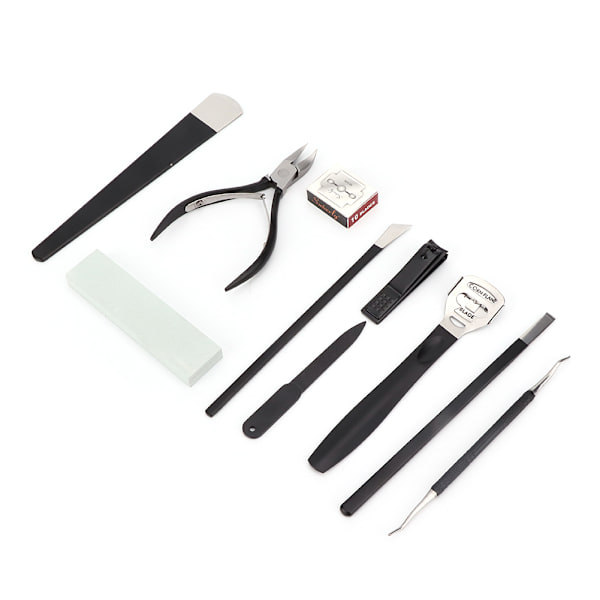 8 st rostfritt stål död hud callus remover set pedikyr manikyr nagelvård skärare verktygssats med förvaringslåda svart