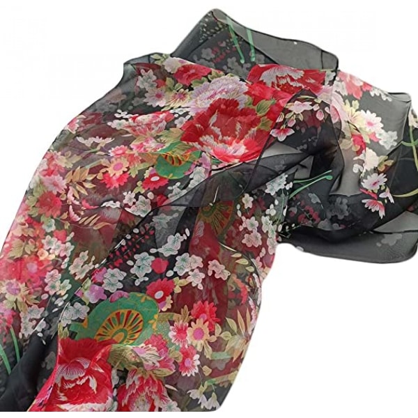 Tørklæder til kvinder Letvægts Fashion Tørklæder Print Blomstermønster Tørklæde Sjal Wraps, A02