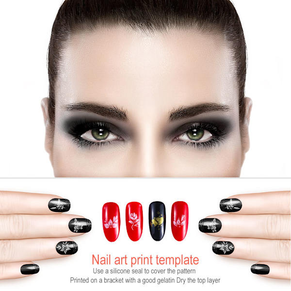 Rustfrit stål rektangulær neglekunst stempelplade DIY manicure trykbilledskabel (#11)