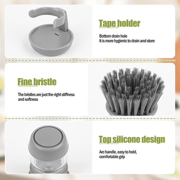 2-pack multifunktionell köksdiskborste med diskmedelsdispenser och bas, diskborste för effektiv rengöring av kastruller, disk