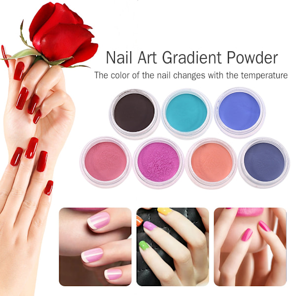 Pigment Temperatur Färg Glitter Manikyr Nagelkonst Gradient Pulver #6