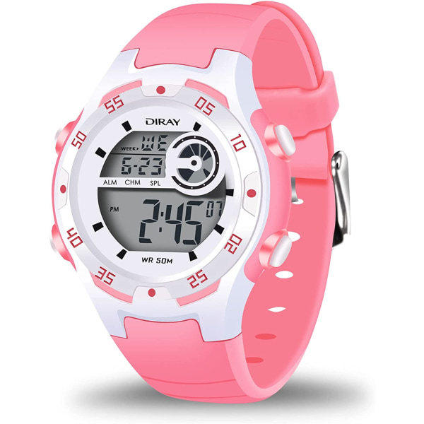 Watch Digital watch Pojkar och flickor Watch utomhusklocka Alarm Stoppur Watch 5-10 år gammal (rosa)