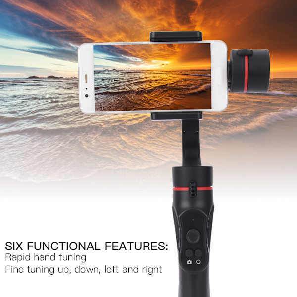 H2 3-axlig handhållen kulled mobiltelefon intelligent anti-shake stabilisator för utomhus live