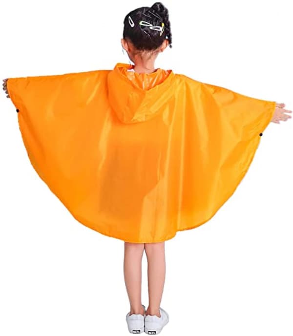 Barn Regn Poncho Huvjacka Regnrock, Orange, M