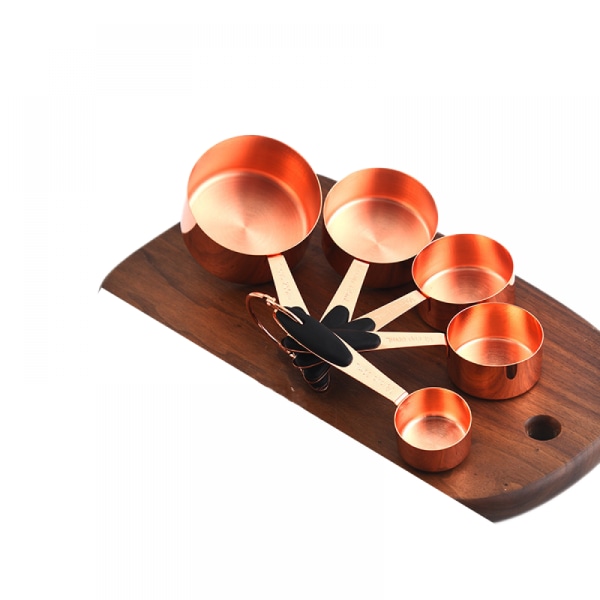 5-delad set i rostfritt stål för köksbruk, köks- och hembakningsverktyg, med noggrann mätnoggrannhet (Rose Gold)