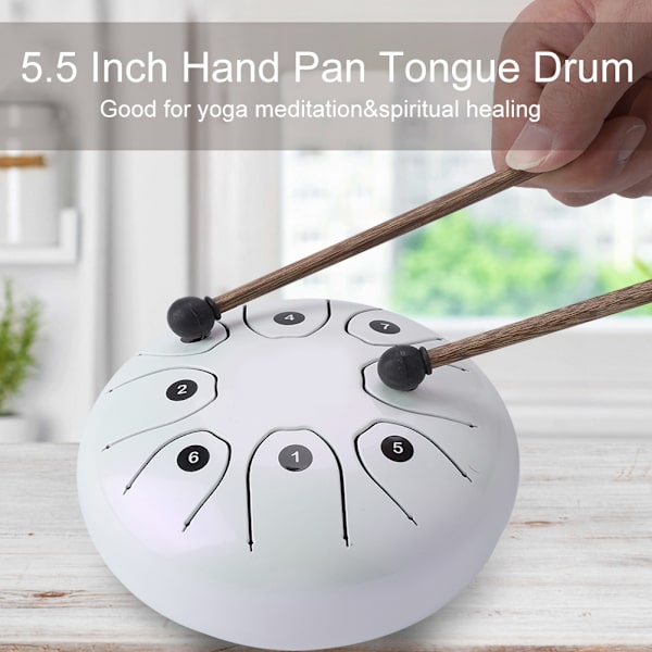 Handpan av perfekt kvalitet, handpan, tungtrumma, 5,5 tum, slagverk (vit)