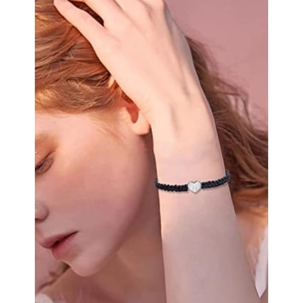 Wekity Hjerte Initial Armbånd til Kvinder Gaver Bogstav Hjerte Charm Armbånd Justerbar Håndlavet Reb Flettet Armbånd til Kvinder Teenagere Piger,G