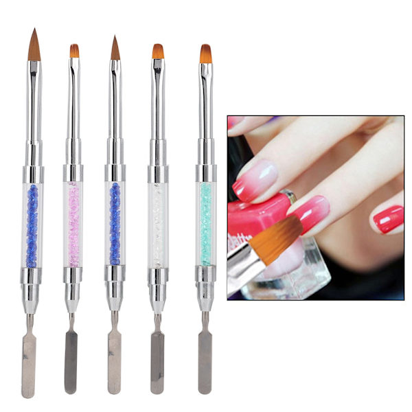 5 st dubbelsidig nagelkonstpenna manikyr målnings nagellack mixer verktyg