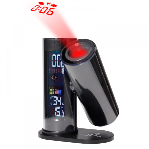 Multifunktionelt Vejrkalender LCD Projektionsur LED Baggrundsbelysning Alarm Shiyi