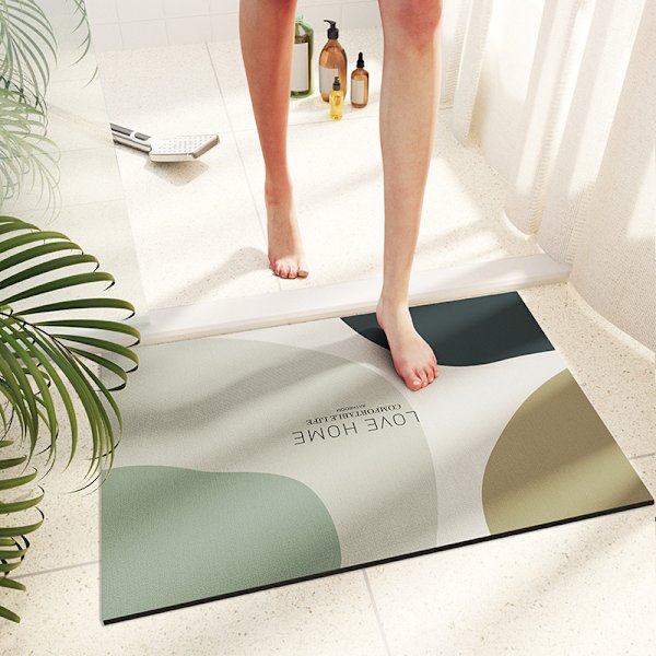 Mjuk kiselalger lerabsorberande golvmatta halkfri badrumsfotdyna snabbtorkande halkfri matta，31,5*20in，80*50cm