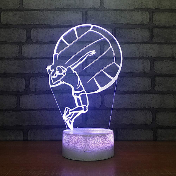 WJ 3D Volleyball nattlyslampe illusjon 7 farger skiftende berøring bryter bord dekorasjon lamper med akryl flat ABS base USB-kabel leketøy