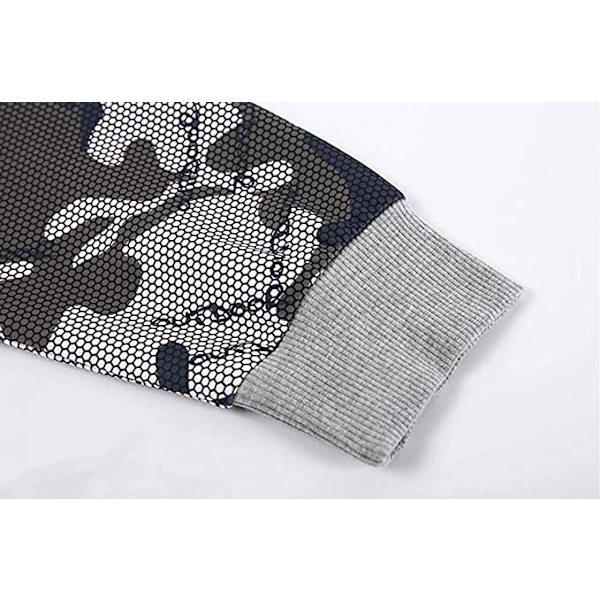 Miesten urheilullinen camo-kuvioinen vetoketjullinen jogging-asu urheiluun L