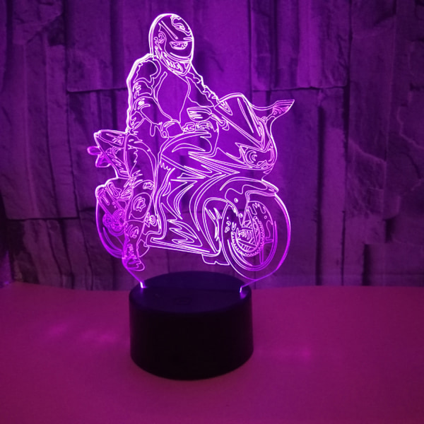 Qinwei Moottoripyörä 3D Illuusio Yövalo 16 Väriä Vaihtuu Kosketus- ja Kaukosäätimellä Koti Sisustus LED Joulu Syntymäpäivälahja Moottoripyöräharrastajille (Tyyl