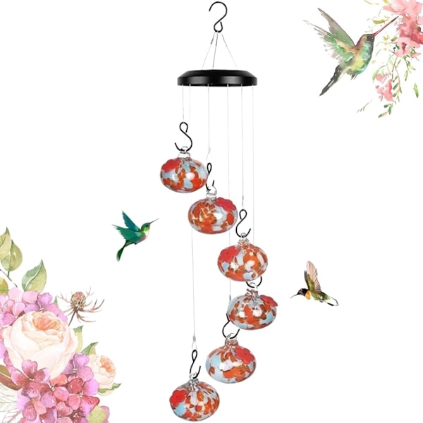 Charming Wind Chimes Hummingbird Feeders, 2024 New Wind Chimes Hummingbird Feeders for Outdoors Hanging Viewing, Bird Feeders for Ou