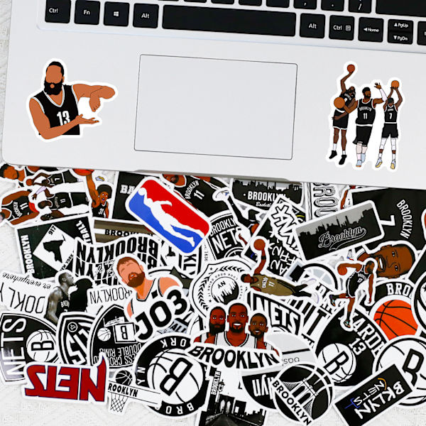 NBA-Nets Basketball Stars-klistremerker, sett med 50, vanntette og UV-bestandige, flotte til alle dingsene dine
