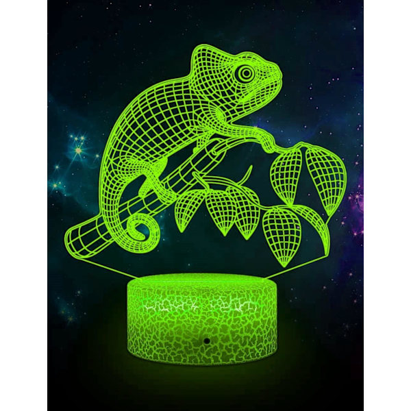 WJ 3D Kameleont Nattlampa LED Illusion 16 Färgförändrande Fjärrkontroll Bordslampa Dekorationslampor Födelsedagspresent Akrylbas USB-kabel Leksak
