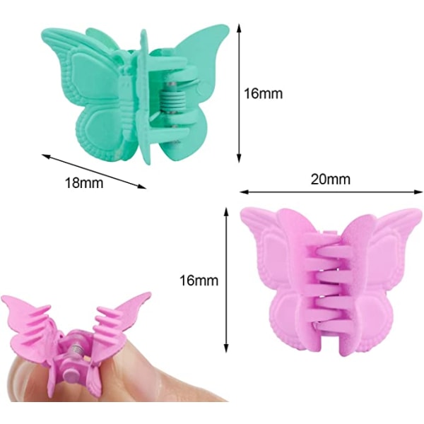 50 kpl Perhonen Hiuspihdit Pastellinväriset Mini-Hiuspihdit söpöt Hiuslisävarusteet Hiuksiin 90-luvun Tytöille Naisille Laatikkopackaus, Mattaiset Värit