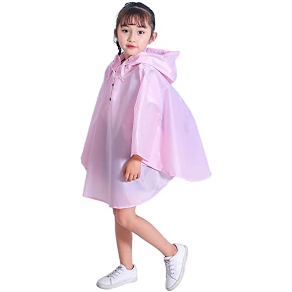 Børns Regn Poncho Hætte Jakke Regnfrakke,  Lyseblå, XL